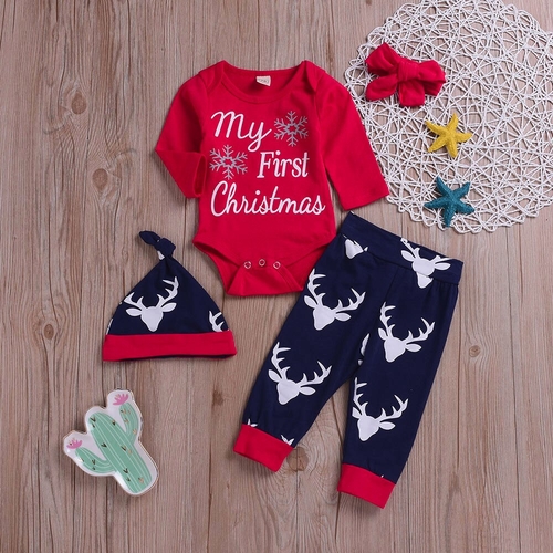 Brand 4PCS Christmas Cute Newborn Baby Boy Letter