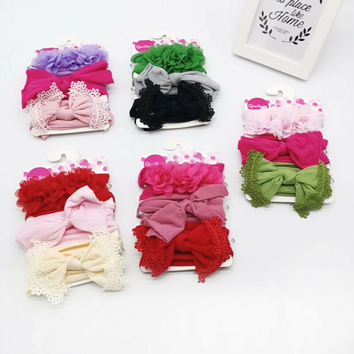 3Pcs/Sets Newborn Baby Kid Girls Boys Bow Headband