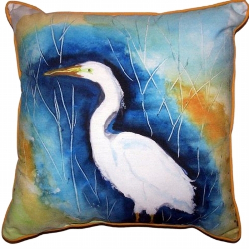 Betsy Drake HJ453 Great Egret Left Large Indoor & Outdoor Pillow