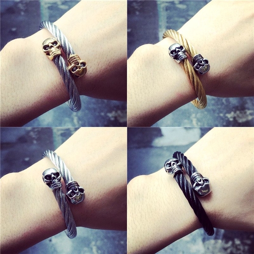 Steel Wire Skull Bracelet