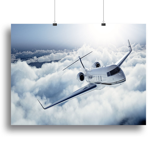 private jet flying over the earth Canvas Print or Poster