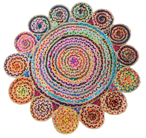 Round chindi Floor Door Handmade Mats Area Rug/Carpet 120 cm
