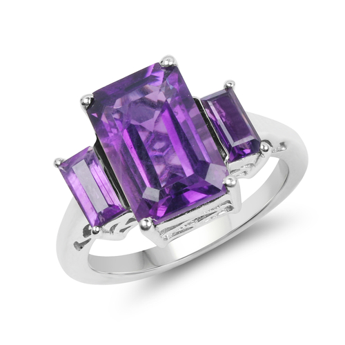 4.68 Carat Genuine Amethyst .925 Sterling Silver Ring