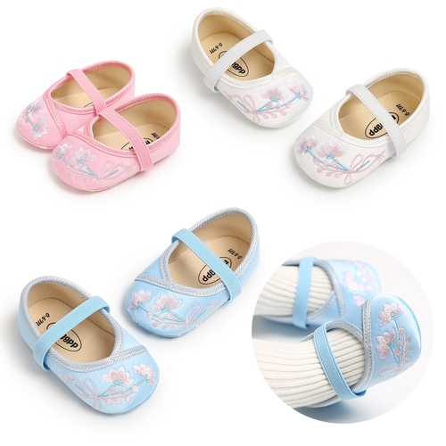 Baby Girl Princess Floral Embroidery Shoes Cotton