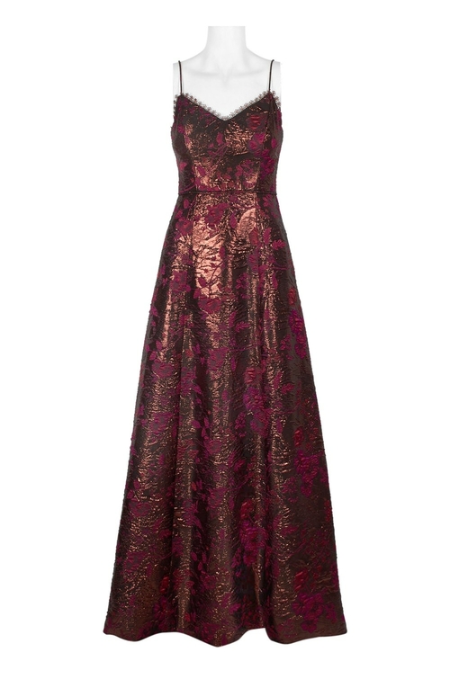 Aidan by Aidan Mattox Spaghetti Strap Zipper Back Floral Jacquard