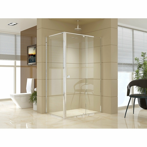 Front: (114~122) x 195cm Adjustable Semi Frameless Shower Screen in