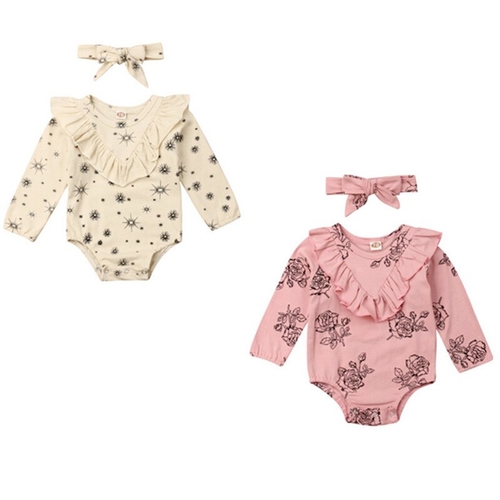 0 18M Baby Cotton Floral  Bodysuit Babies Kid Girl
