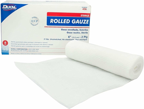 Rolled Gauze 6" x 5 yds. Case of 48 Gauze Rolls for General Wound