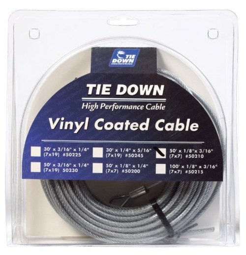 Tie Down Eng 50210 Pre- Cut Vinyl Coated Cable  50 ft.