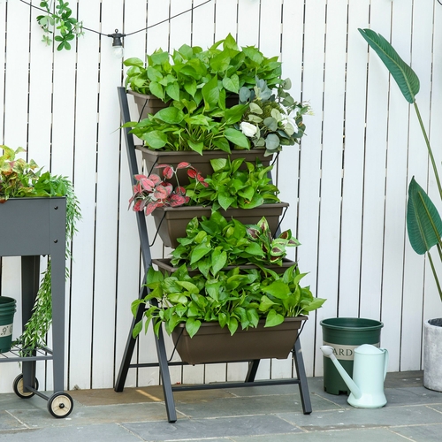Outsunny 5-Tier Raised Garden Bed with Foldable Frame Planter Grow