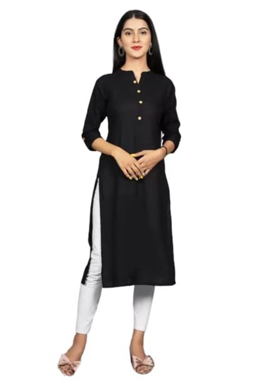 Women's Black Straight Kurta Size L