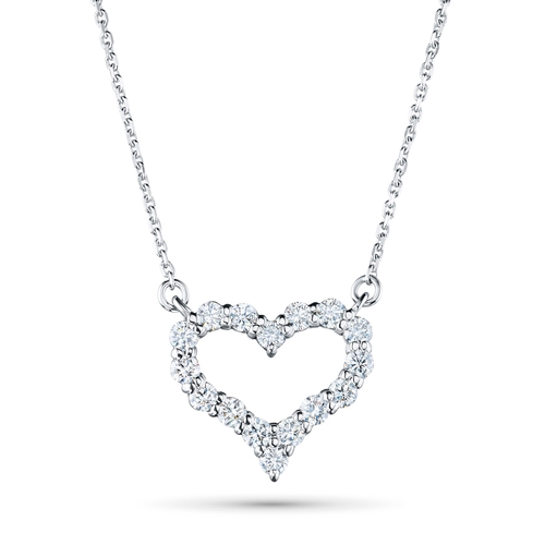 Sterling Silver Necklace with 16 Round-Cut Lab-Created Diamonds 0.623