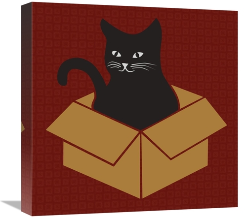 Global Gallery GCS-458110-1818-142 18 x 18 in. Cat in a Box - Red Art 