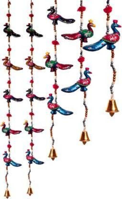 Peacock Wall/Door Hanging Toran/Latkan 2 Pcs Multicolour Microfiber 80