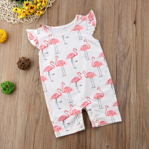 Cute Toddler Kids Baby Girl Flamingo One piece