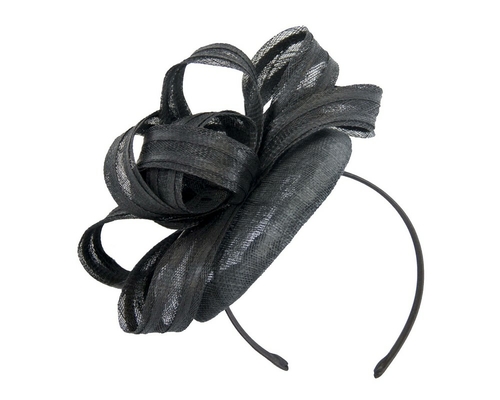 Black racing fascinator with loops