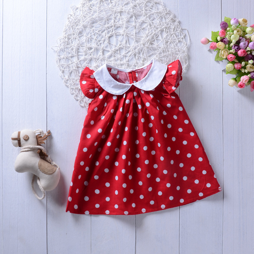 Baby Girl Party Dress Princess Polka Dot Red