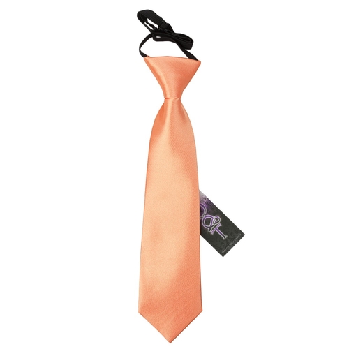Plain Satin Elasticated Tie - Boys - Coral