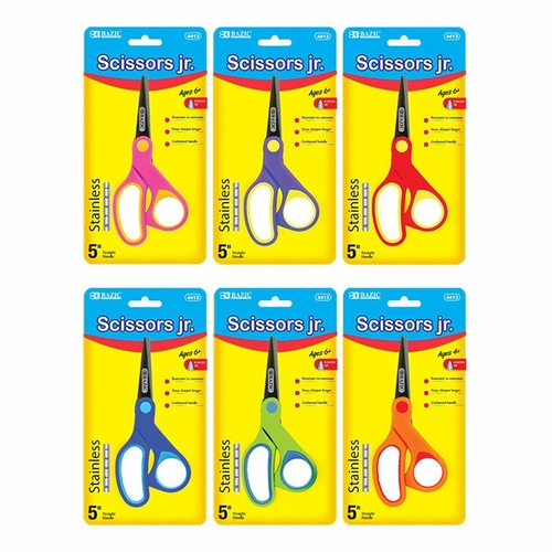 Bazic  4413  5" Soft Grip Pointed Tip Stainless Steel Scissors  P