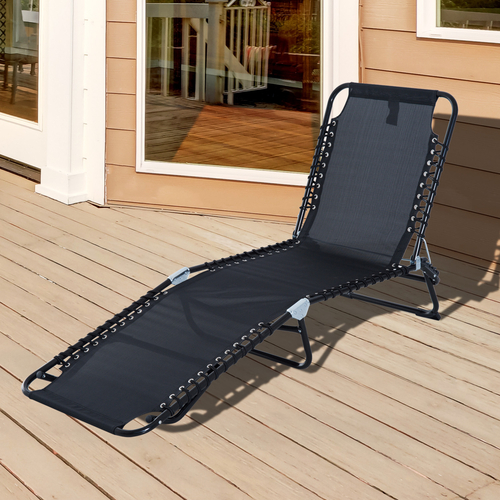 Outsunny 3-Position Portable Reclining Beach Chaise Lounge Adjustable