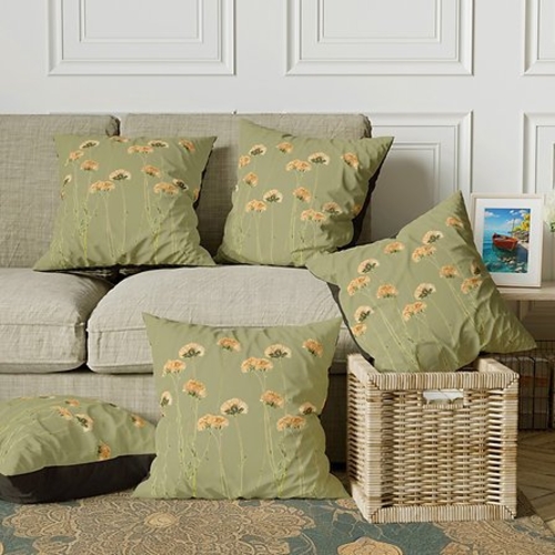 Olive floral print cushion cover