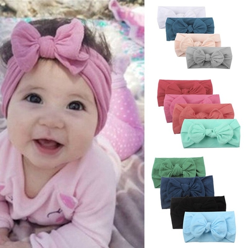 Girls Baby Toddler Turban Solid Headwear Headbands