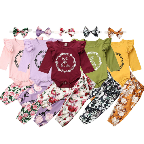 3pcs Newborn Infant Baby Girl Clothes Sets Floral