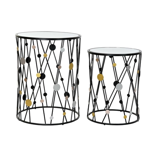 Set of 2 small tables DKD Home Decor Black Golden Silver 46 x 46 x