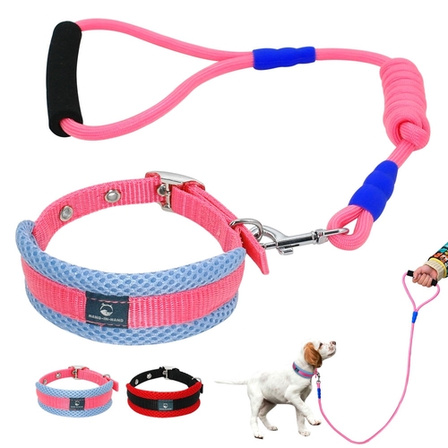 Breathable Dog Collar and Leads Set Durable Pet
