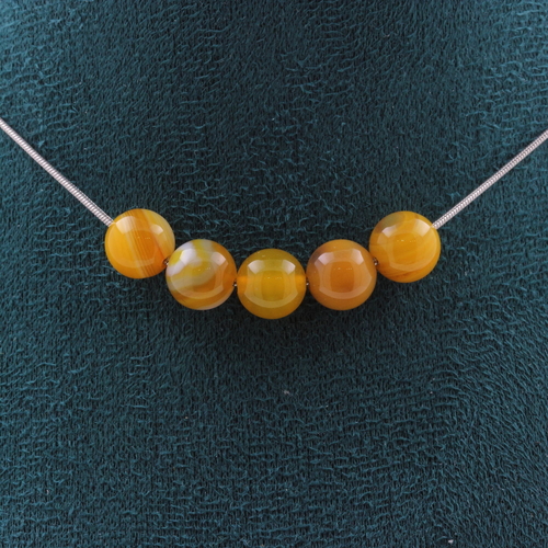 Yellow Sardonyx 8 mm 5 beads necklace