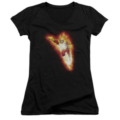 Jla-Firestorm Blaze Junior V-Neck Tee, Black - 2X