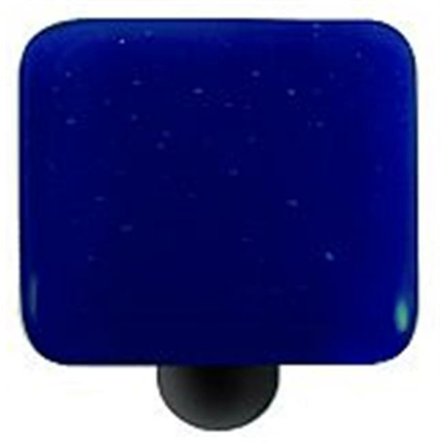 Hot Knobs HK1031-KB Deep Royal Blue Square Glass Cabinet Knob - Black 