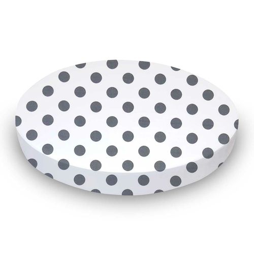 SheetWorld Fitted Round Crib Sheet - 100% Cotton Woven - Grey Polka