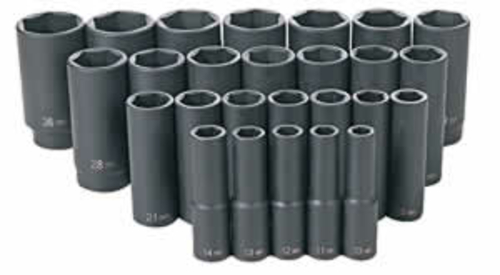 Grey Pneumatic GRY1326MD 26 Pc.5" Dr. Metric Deep Length Impact S