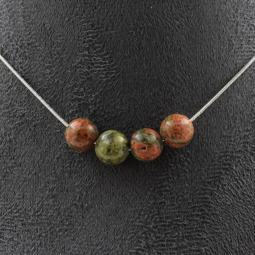 Unakite 8 mm 4 beads necklace. 