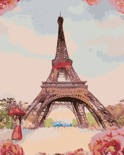 Paint by Numbers - EIFFEL TOWER WITH ROSES