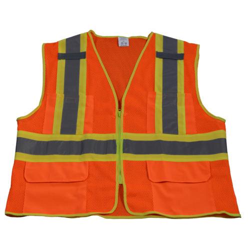 Main OVM2-CB1-4X-5X Safety Vest Ansi Class Ii Orange Mesh Contrast Binding& image