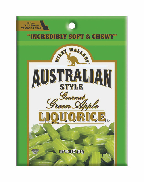 Kennys Candy 120102 10 oz Wiley Wallaby Liquorice  Green Apple- pack o