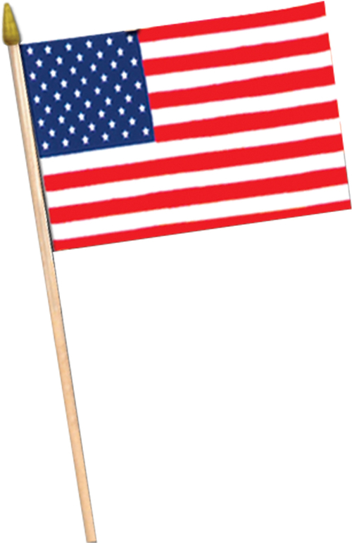 American Flag - Fabric - with 101/2 Spear-Tipped Wooden Stick