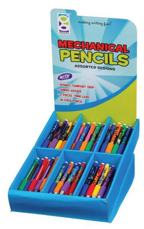 Geddes Mechanical Pencil Display - 120 Count, 0.7 mm Lead, 6 Assorted