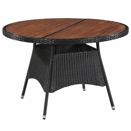 Garden Table 45.3"x29.1" Poly Rattan and Solid Acacia Wood