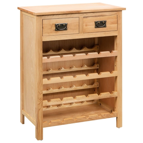 Wine Cabinet 28.3"x12.6"x35.4" Solid Oak Wood