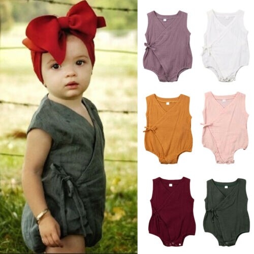 0 18M Baby Girl Clothes Sleeveless Bodysuit Cotton