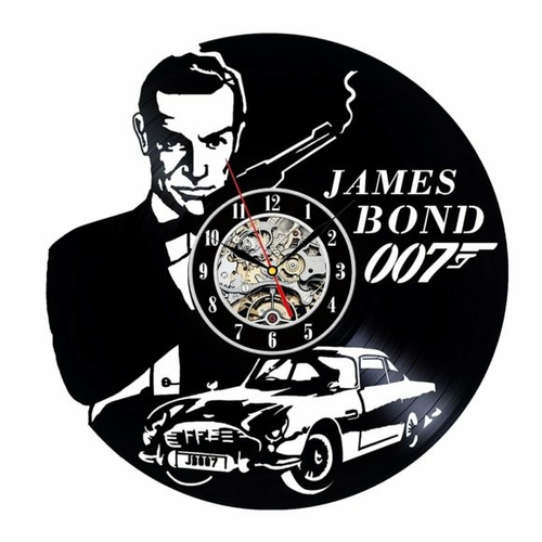 JAMES BOND AGENT 007 GIFT FOR MEN VINYL RECORD WALL CLOCK COOL DESIGN