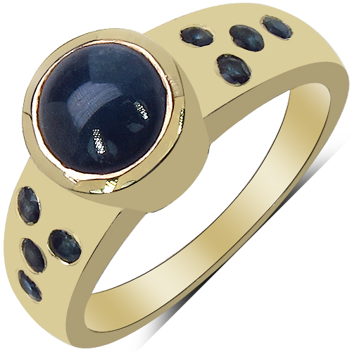 14K Yellow Gold Plated 1.87 Carat Genuine Blue Sapphire & White