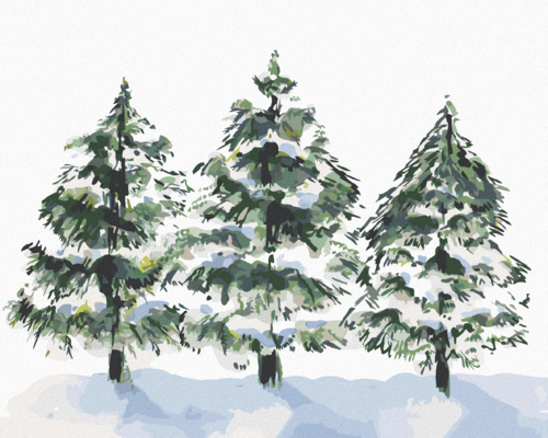 Paint by Numbers - THREE CONIFEROUS TREES AND SNOW (ALEXANDRIA