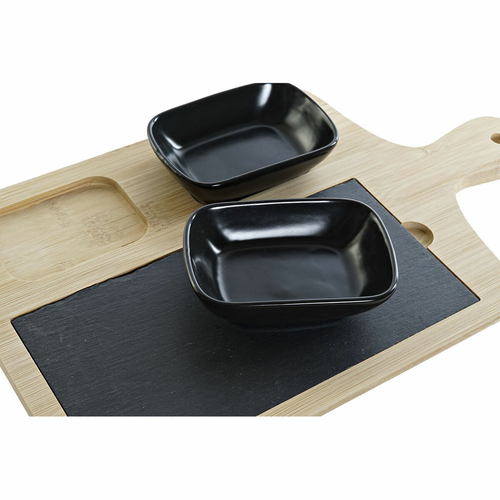 Appetizer Set DKD Home Decor Black Natural Bamboo Plastic Stoneware