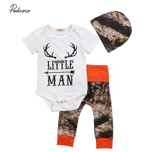 3PCS Fine Cool Little Man Camo Infant Baby