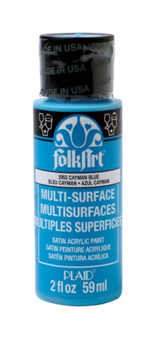Plaid 2953 2 oz Multi-Surface Satin Acrylic Paint  Cayman Blue - pack 