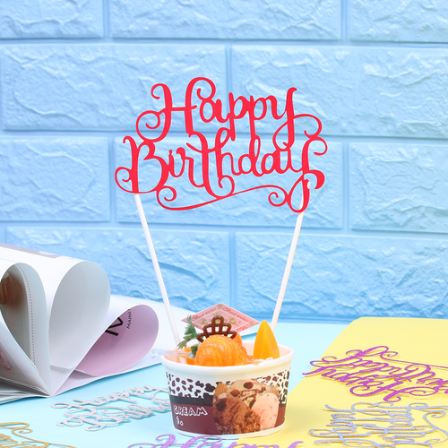 9*14CM Colorful Glitter Paper Cake Topper